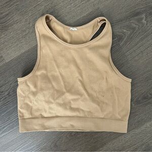 Tan Structured Tank Top Sport Racerback